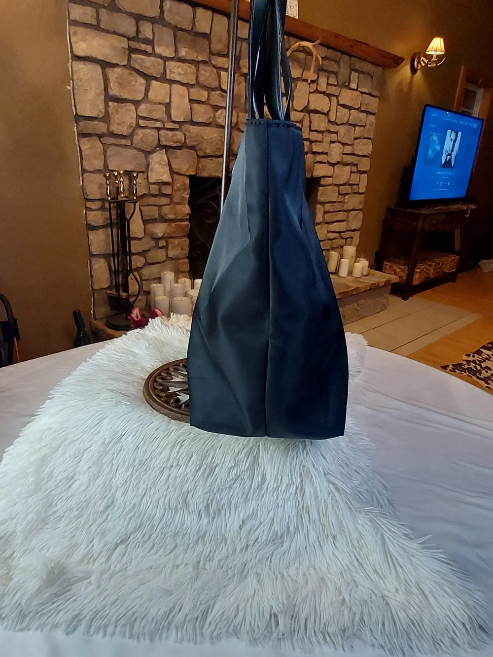 DKNY Large Black Nylon Shoulder Tote Bag Like New
